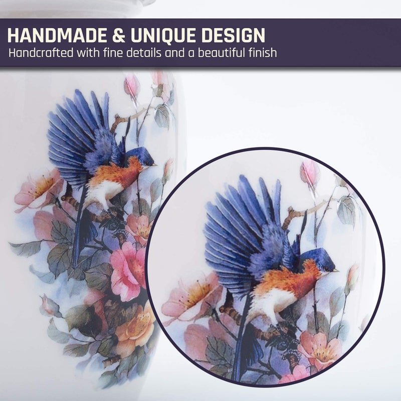 BOLD & DIVINE Birds & Floral Theme Cremation Urn | Human Ashes Adult Memorial urn, Burial, Funeral Cremation Urns (Large Urn) - Image 4